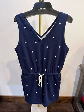 Lou & Grey Navy Romper with White Star Accents